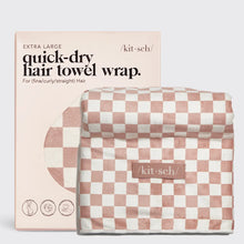 Load image into Gallery viewer, Extra Large Quick-Dry Hair Towel Wrap- Terracotta Checker