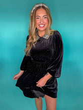 Load image into Gallery viewer, Velvet Martini- Polka Dot Mini Dress