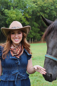 Vegan Cattlemen Cowboy Hat with Leopard Print Belt