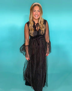 Paris in Black Polka Dot Maxi Dress