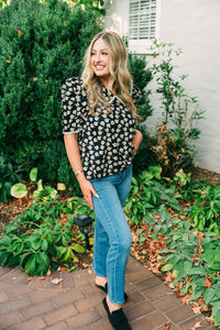 Black & Taupe Floral Top