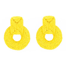 Load image into Gallery viewer, Round Raffia Drop Earrings
