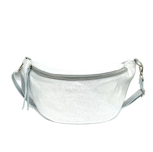 Shimmer Silver Leather Bum Bag