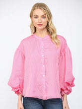 Load image into Gallery viewer, Pink &amp; Pinstripes Bubble Blouse
