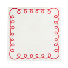 Load image into Gallery viewer, Red and Cream Scallop Border Paper Cocktail Napkin
