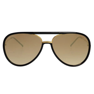 Shay Aviator Black Gold Mirrored Sunglasses