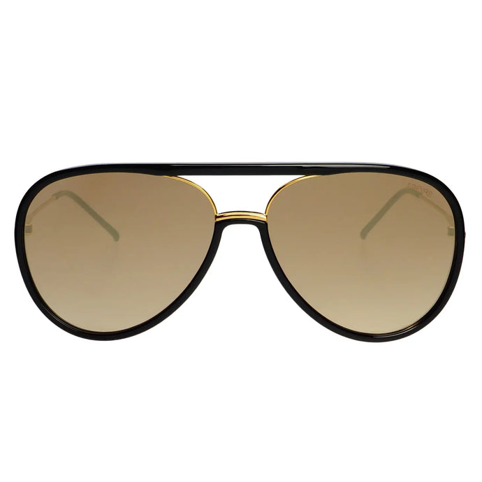 Shay Aviator Black Gold Mirrored Sunglasses