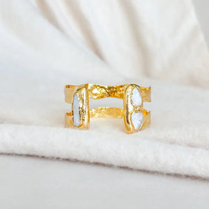 Double Plated Cuff w/pearls by Easton Elle