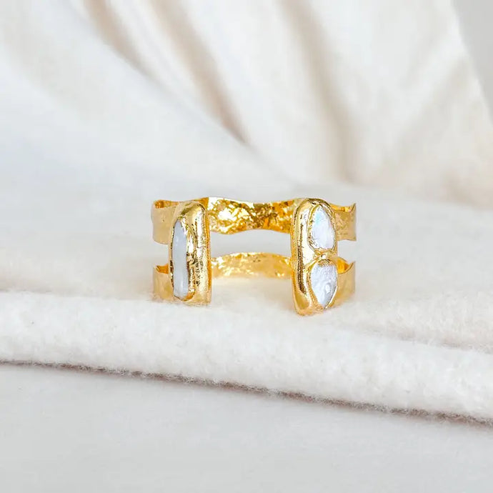 Double Plated Cuff w/pearls by Easton Elle