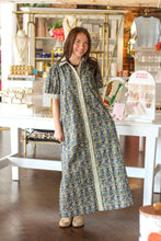 Load image into Gallery viewer, Entro Navy Floral Maxi with Green Stripe Detail
