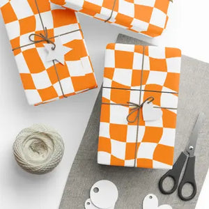 Orange Checkerboard Wrapping Paper