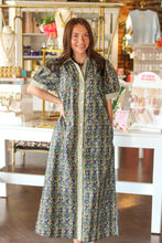 Load image into Gallery viewer, Entro Navy Floral Maxi with Green Stripe Detail
