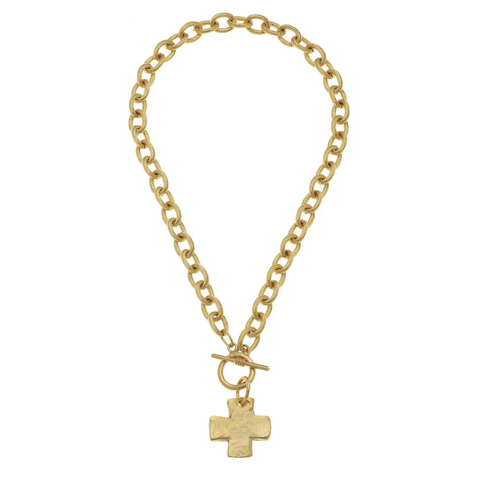 Susan Shaw Gold Cross Front Toggle Necklace