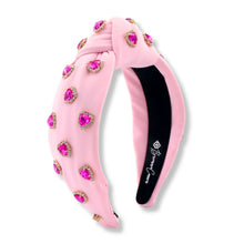 Load image into Gallery viewer, Light Pink Headband with Hot Pink Pavé Crystal Hearts
