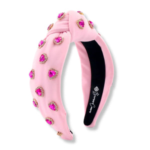 Light Pink Headband with Hot Pink Pavé Crystal Hearts