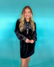 Load image into Gallery viewer, The Socialite Black Velvet Long Sleeve Mini Dress
