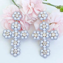 Load image into Gallery viewer, Pearl Easter Cross Earrings
