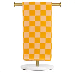 Orange Checkerboard Hand Towel