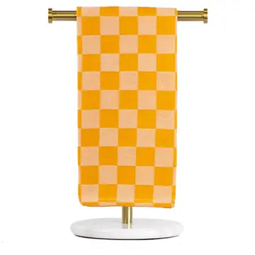 Orange Checkerboard Hand Towel