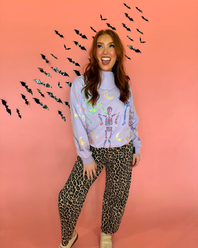 HIGH RISE LEOPARD PRINT BARREL JEANS
