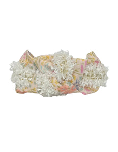Pastel Floral Headband With Cream Tweed Accent