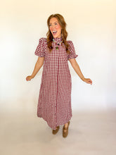 Load image into Gallery viewer, Entro Wine Gingham Maxi
