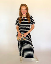 Load image into Gallery viewer, Crew Neck Striped Cotton T-Shirt Maxi Dress
