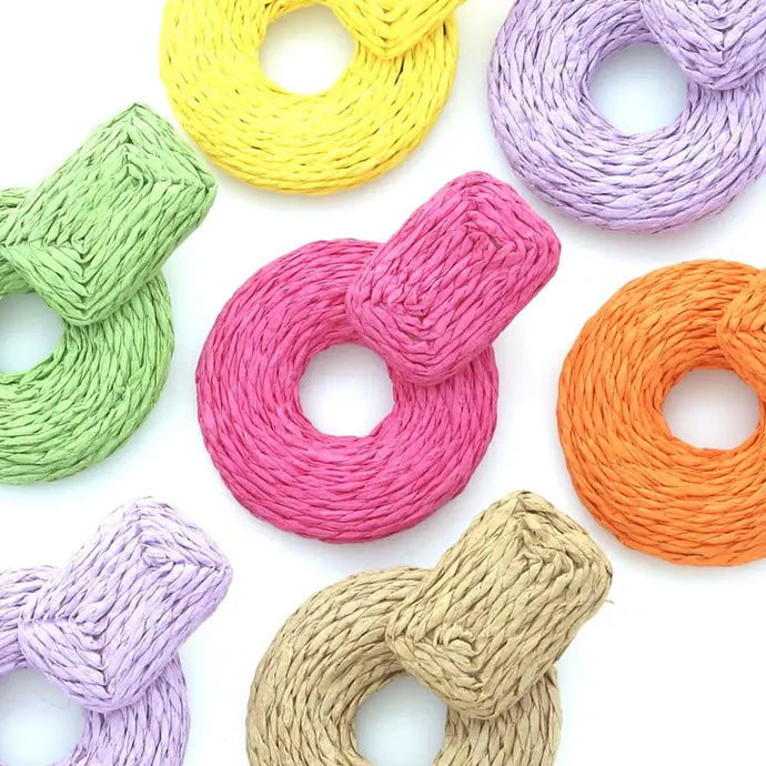 Round Raffia Drop Earrings