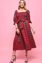 Load image into Gallery viewer, Happy Holidays Red Tartan Dress
