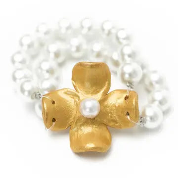 Pearl Double Stranded Dogwood Bracelet