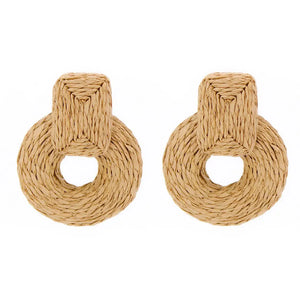 Round Raffia Drop Earrings