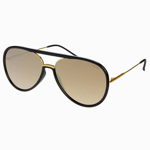 Shay Aviator Black Gold Mirrored Sunglasses