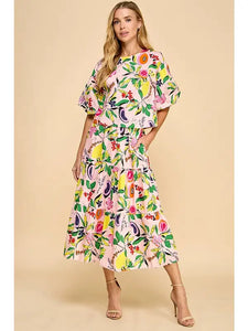 Market Abstract Tiered Midi Skirt