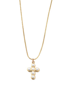 Farrah B Forgiven Pearl Cross Necklace