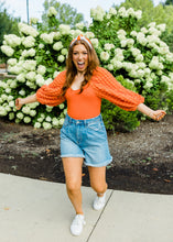 Load image into Gallery viewer, Gracie&#39;s Favorite Orange Poof Sleeve Bodysuite
