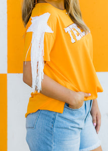Tennessee Star leeve Top w/ Fringe