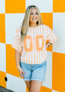 Orange and White Sequin Jersey
