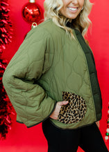 Load image into Gallery viewer, A Little Cheetah Moment Olive Jacket
