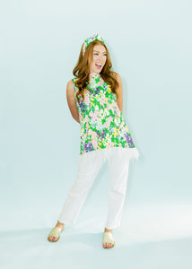 Sparkling Blossoms Top with Feathers