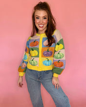 Load image into Gallery viewer, Granny’s Colorblock Pumpkin Cardigan- Queen of Sparkles
