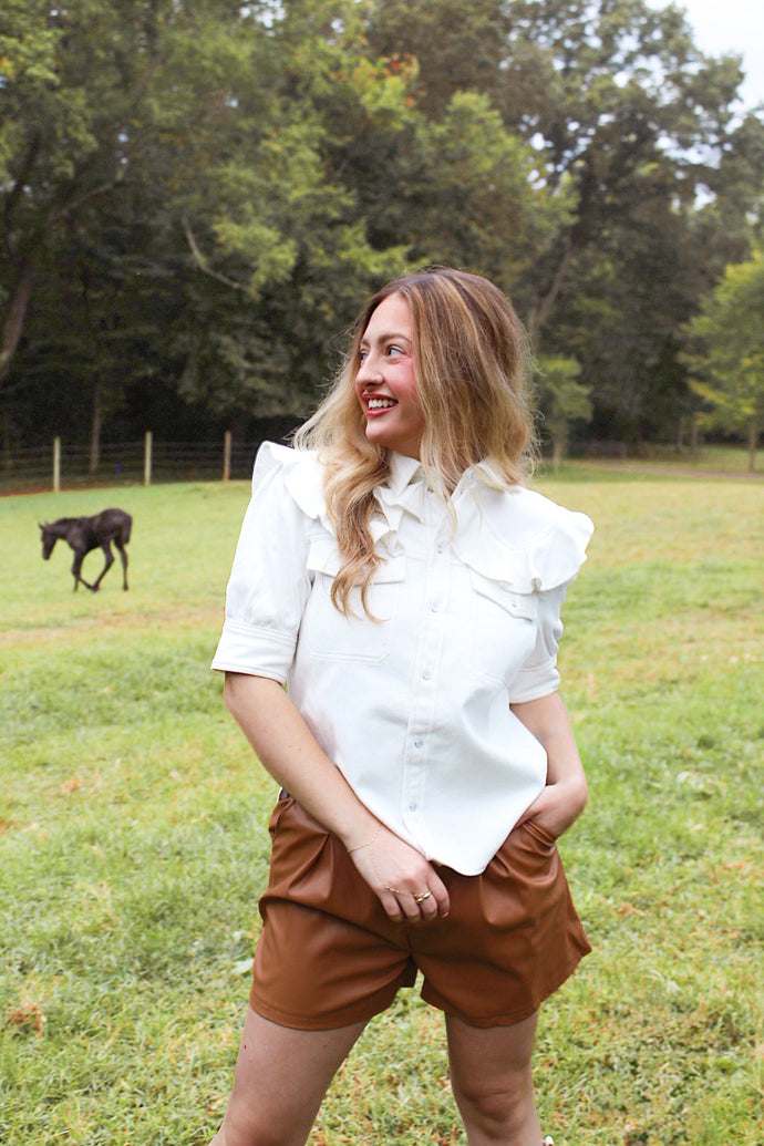 Wildflower White Denim Short Sleeve