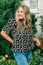 Load image into Gallery viewer, Black &amp; Taupe Floral Top
