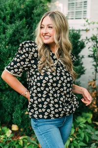 Black & Taupe Floral Top