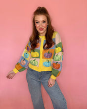 Load image into Gallery viewer, Granny’s Colorblock Pumpkin Cardigan- Queen of Sparkles
