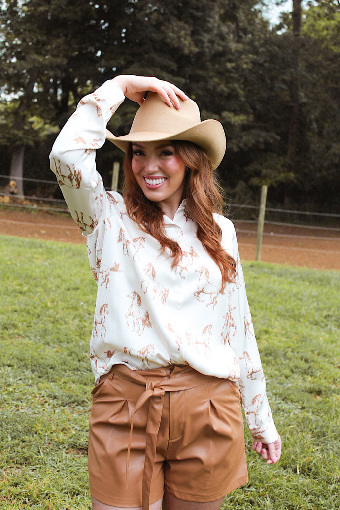 Wild Horses Silk Top