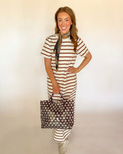 Load image into Gallery viewer, Crew Neck Striped Cotton T-Shirt Maxi Dress
