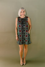 Load image into Gallery viewer, SLEEVELESS GOLD SEQUIN EMBROIDERY VELVET MINI DRESS
