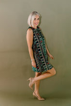Load image into Gallery viewer, SLEEVELESS GOLD SEQUIN EMBROIDERY VELVET MINI DRESS
