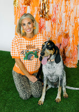 Load image into Gallery viewer, Queen of Sparkles Licensed Tennessee Gingham Field, Players &amp; Helmet Short Sleeve Sweater
