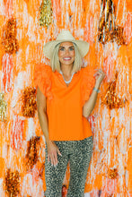 Load image into Gallery viewer, GAME DAY - RUFFLE SLEEVE STICH DETAIL TOP
